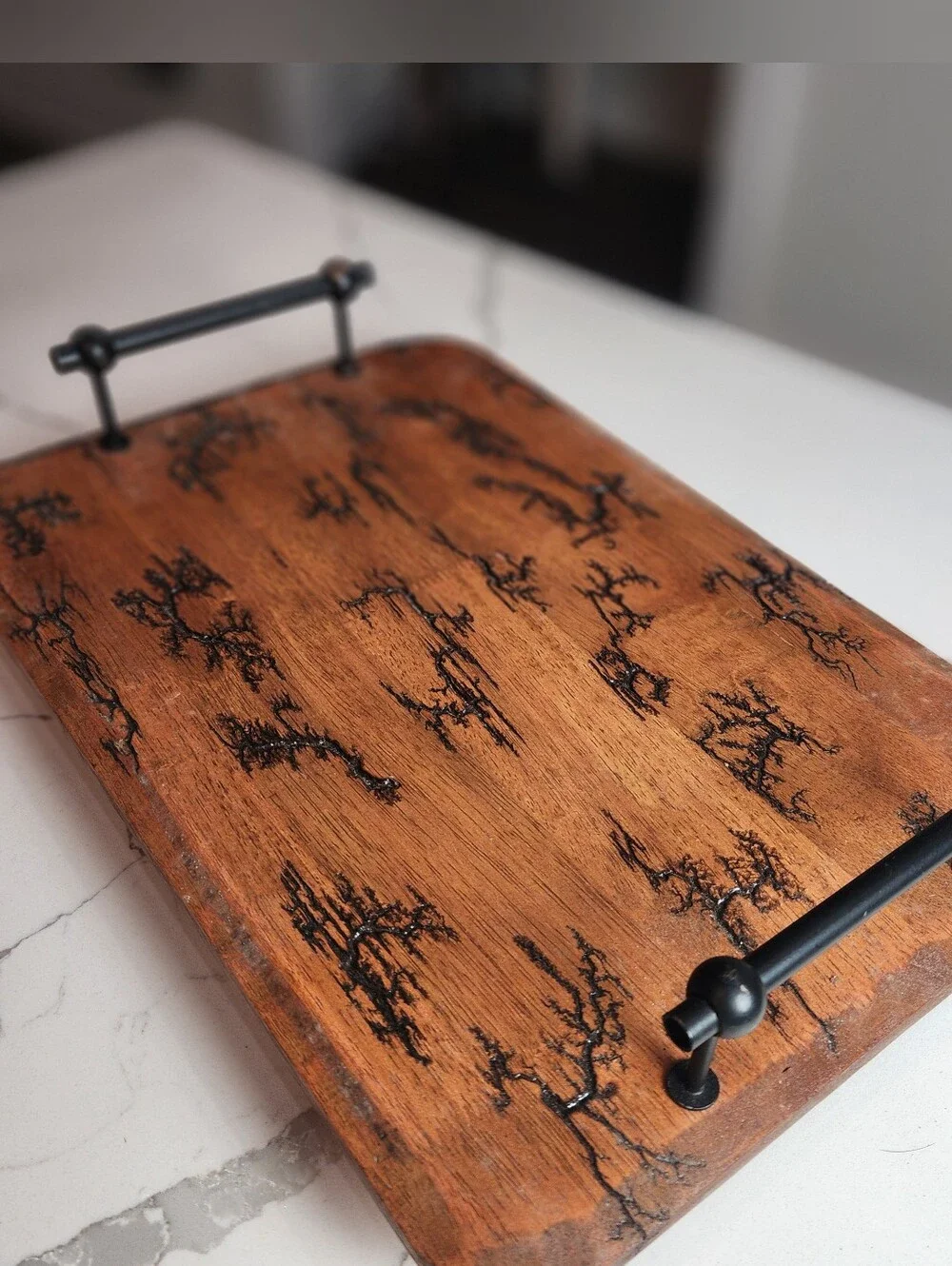 One-of-a-Kind Lichtenberg Fractal Burned Wood Serving Tray ⚡